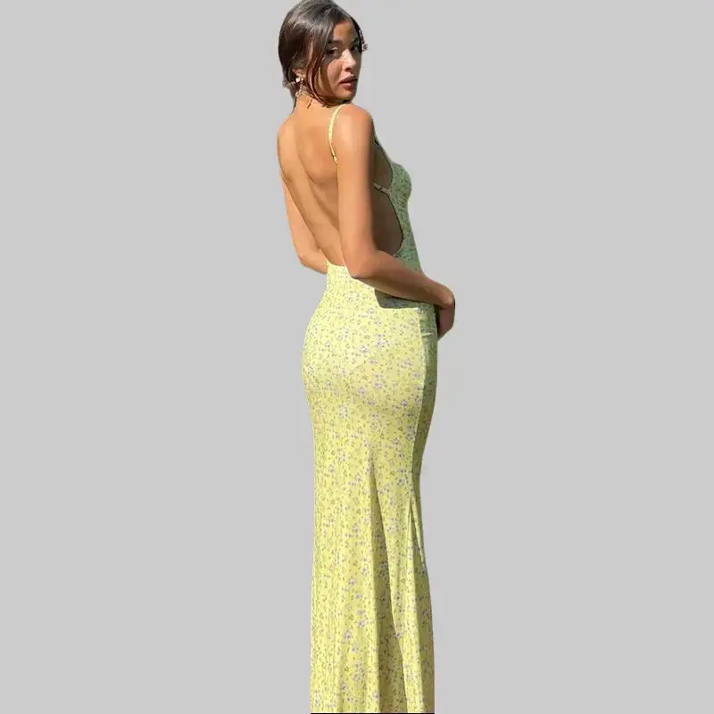 Floral Print Holiday Dress Sleeveless Bodycon Maxi Dress Women's 2025  Summer New Ditsy Backless Slim Boho Vacation Party Club Elegant Dresses  Outfits summerwins - TikTok Shop