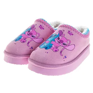 Stitch & Angel Plush Lined Slippers Girls Cozy Soft Warm NonSlip Sole Indoor Comfort (Little Kid / Big Kid)
