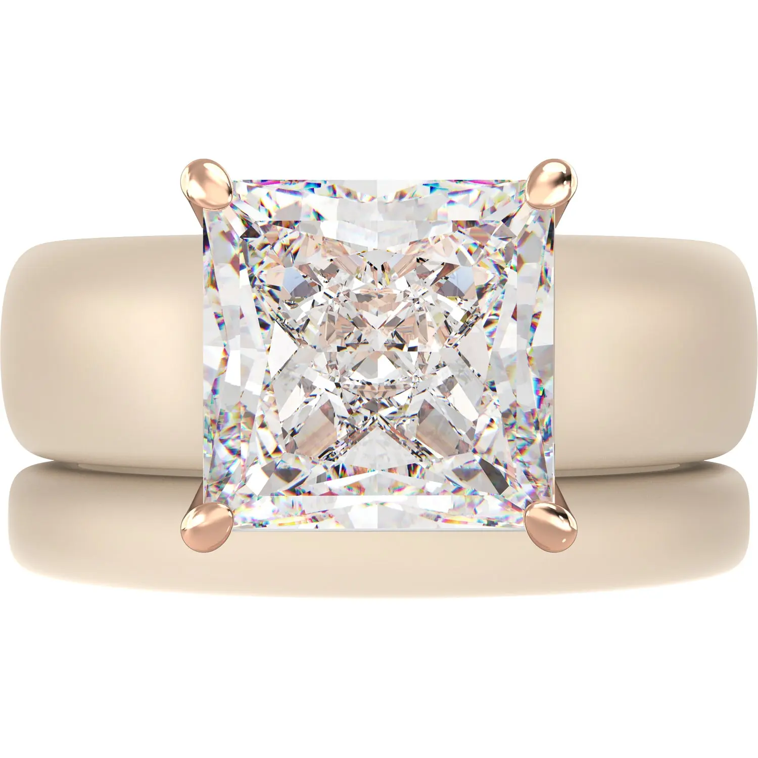 Princess Cut CZ Silicone Ring Set for Women, Stackable 2-Ring Set, 8×8 mm Princess Cut CZ | Patented Design - GlowStone Collection