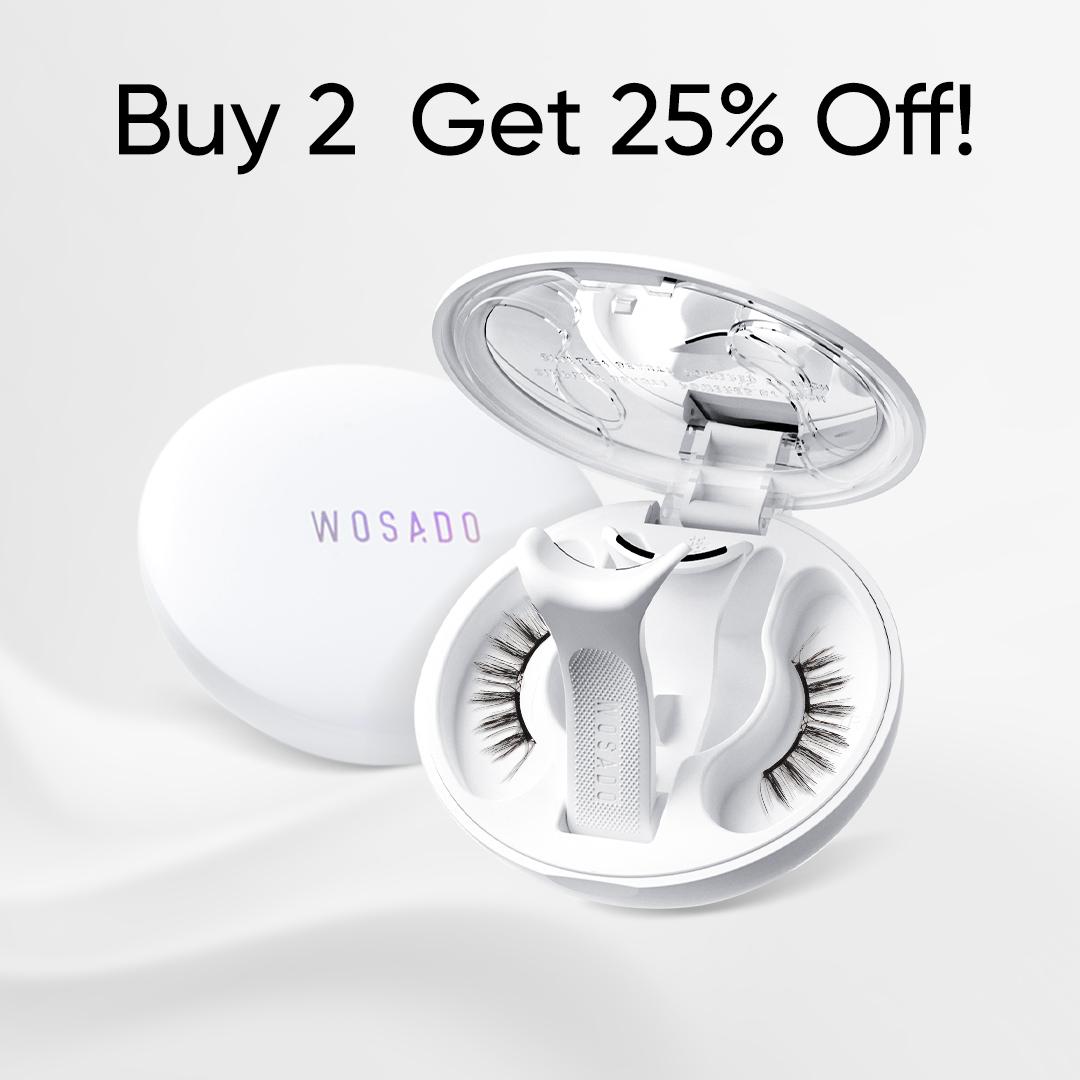 Wosado 2 Pairs Magnetic Eyelashes Bundle – Soft, Reusable, Glue-Free, Waterproof Natural Lash Set