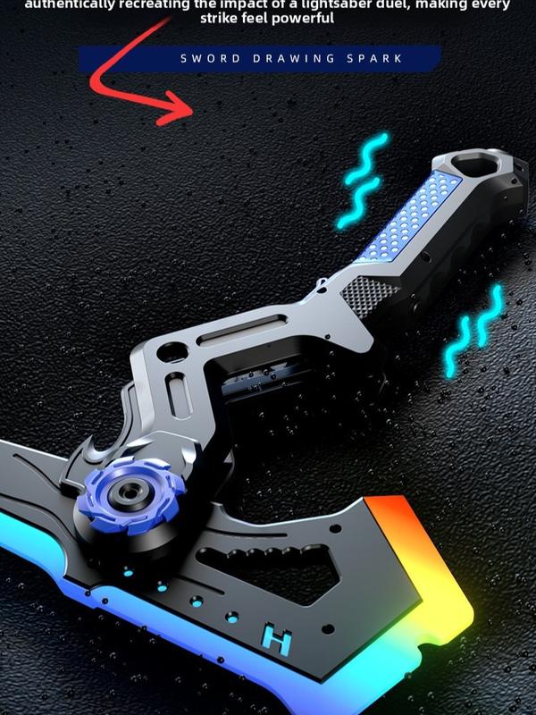 Cool Shadow Sword Ax with LED Lighting Effect 7-Color RGB Changing Atomizing Spray Transformable Dual Form Battle Ax for Role Play Party Christmas Gifts