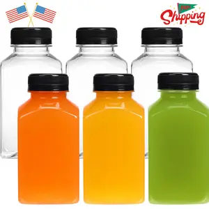 6pcs 10oz Plastic Juice Bottles with Caps, Clear Empty Reusable Water Bottles