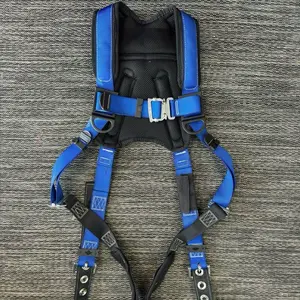 Go Green Construction Safety Harness with Blue Straps and Adjustable Buckles for Enhanced Safety and Comfort