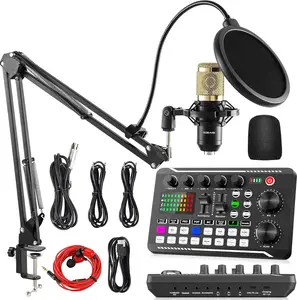 Safring Live Sound Card with DJ Mixer Effects & Voice Changer, F998 Live Sound Card Audio Mixer 16 Special Effects Ambient Sounds, Sound Card for Live Streaming/Gaming/Podcast/Recording/Vocal/Game Voice dynamic mic desk clamp usb rechargeable microphone