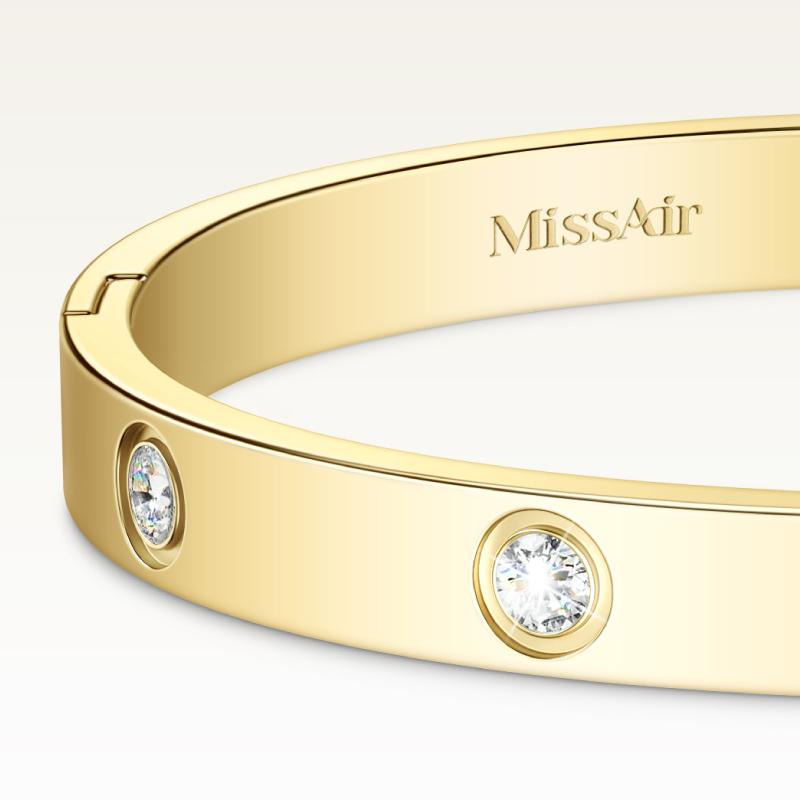 Missair Fashion Rhinestone Decorated Bangle LOVE Bracelet for Women Girls - Elegant Jewellery for Party, Daily Clothing Decor, Birthday Gift