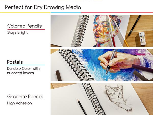 MEEDEN Mixed Media Paper Pad: 9" x 12" 112lb/165gsm Spiral Bound Mixed Media Sketchbook with DIY Cover - 60 Sheets Art Drawing Pad for Wet & Dry Media Watercolor, Acrylic, Markers, Pastels, Pencils