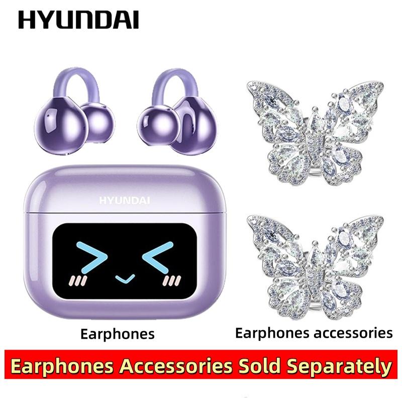 HYUNDAI M100 Clip-On Ear Headphones with Audio-Visual Touch Screen, Wireless Audio Headphones for Music & Phone Calls, Sport Waterproof & Sweatproof, with 2025 Bluetooth 6.0 for Faster, Stable Connection & Low Power Use