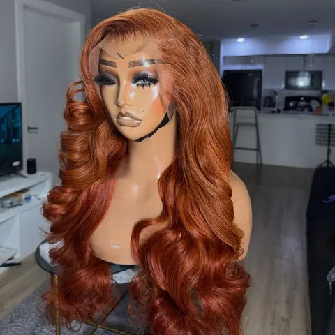 Ginger Orange Body Wave 13x4 HD Transparent Lace Frontal Glueless Ginger Wig Human Hair 36 38 40Inches Human Hair Wigs  Pre Plucked with Baby Hair for Women