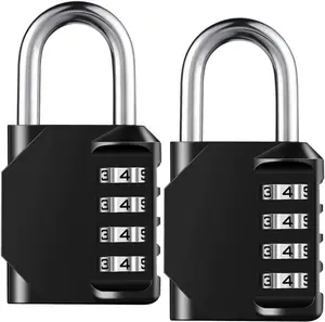 2 Pack 4 Digit Combination Padlock – Resettable Waterproof Heavy Duty Lock for School Gym Locker, Fence Gate, Toolbox & Storage