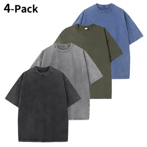 3/4 Pack Oversized Unisex T-Shirts for Gym, Vintage Style, Heavyweight Cotton, Acid Wash, Baggy Fit,summerwins,father'sdaygifts