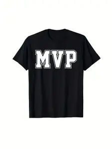 Plus Size Women'S Funny MVP T-Shirt | Oversized Number 1 Trophy & MVP Lettering Design | Casual Tee for Fans, Coaches, Awards | Comfortable Short Sleeve Gift for Athletes (Black) | Machine Washable Unisex Mens & Womens 2026 Couple T-Shirts