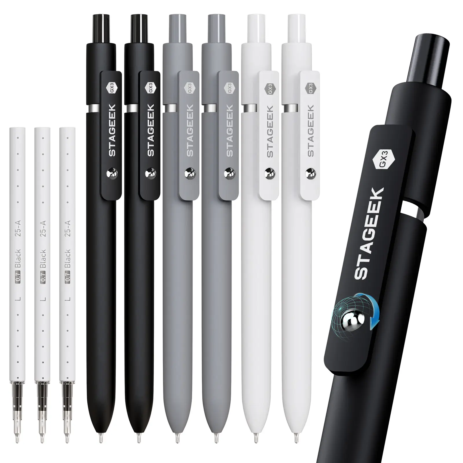 [Back to School Shopping] Black Gel Pens, 12Pcs 0.7mm Fine Point with 3 Extra Refills, Quick Dry Retractable Gel Pen Set, Smooth Writing Pens for Office Work, Note Taking, Black Ink Pens for Men Women, Student Stationary College Essentials, Teacher