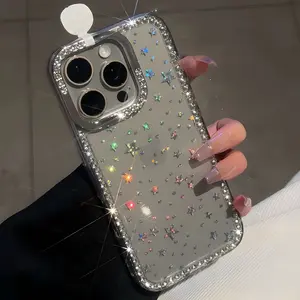 Glitter laser rhinestone stars are suitable for  iPhone 16/15/14/13/12/11 Pro Max Plus Drop-proof and non-yellowing phone case 995
