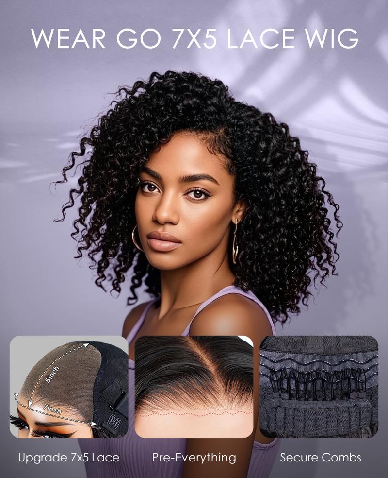 [250% Density ] Wavymy Styled-to-Go Casual Blonde Highlights Afro Kinky Curly 7x5 Lace Wear Go Glueless Wigs Pre-Cut & Pre-Plucked 100% Human Hair Wig 250% Density Outdoorfun