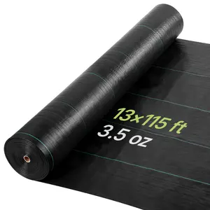 VEVOR Weed Barrier Fabric Heavy Duty, 13x115FT 3.5oz Landscape Fabric, Woven Weed Blocker Fabrics, Garden Fabrics Weeds Barrier, Weeds Control Ground Cover, Geotextile Webbing, Gardening Mat, Black