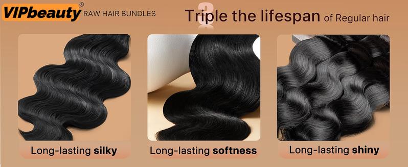 VIPbeauty Body Wave Bundles 10-32 Inch 100% Unprocessed Brazilian Virgin Hair 3 Bundles Human Hair Natural Colour Extensions Quick Weave
