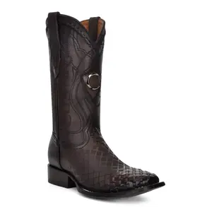 Mens Cuadra Black Laser & Woven Cowboy Boots