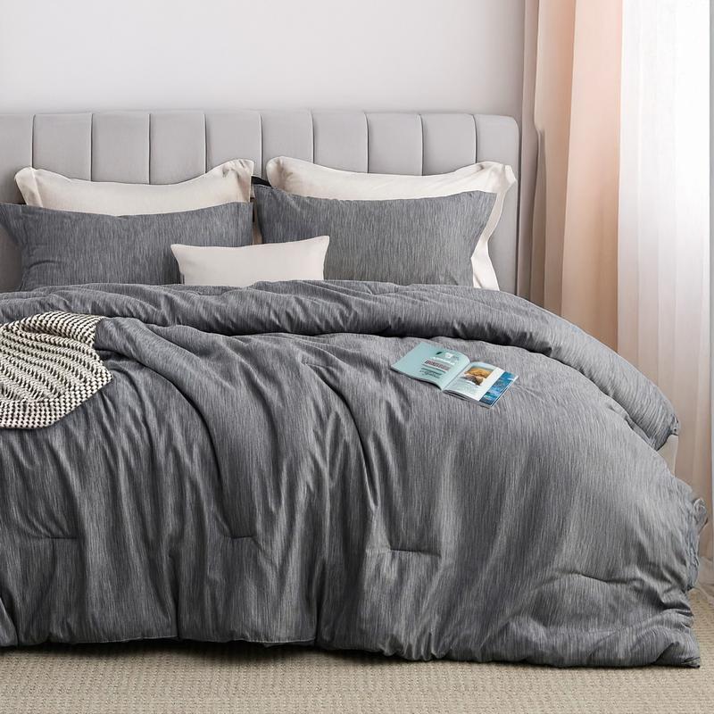 Raybee 3-PCS Soft Comforter Set Queen Size ,Bedding Set for Winter ,Soft Luxury Cationic Dyeing Comforter for All Season,Including 1 Comforter Set & 1 Or2 Pillows Shams [Black Friday]