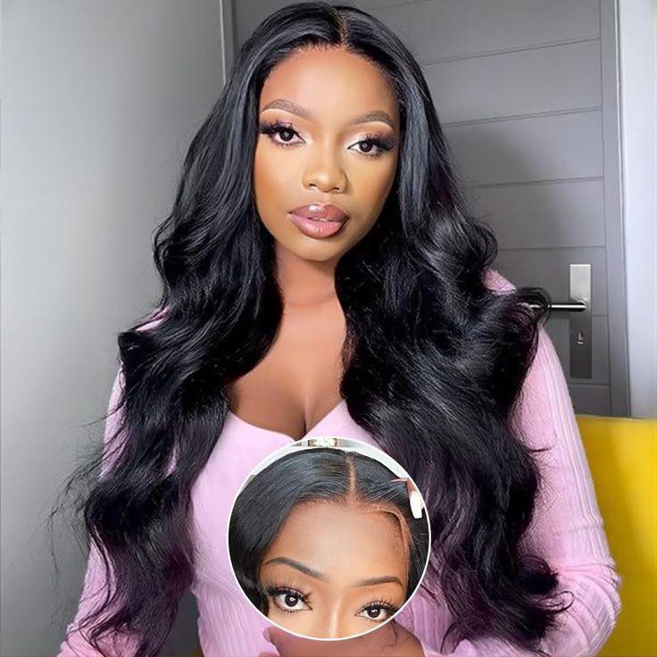 Bling Hair Ready&Go 6x4 HD Transparent Glueless Body Wave Lace Closure Wig Human Hair Brazilian 30 32Inch 5x5 Glueless Lace Frontal Wigs For Women Pre-Plucked Hair 180%Density