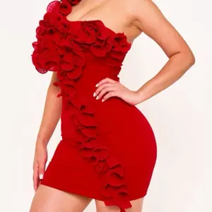 Pleated ruffle one shoulder Mini dresses