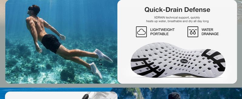 ALEADER Men's Sporty Water Shoes for Beach Pool Water Sports & Outdoor Adventure with Stretch  Knit Upper & Multi-Port Drainage