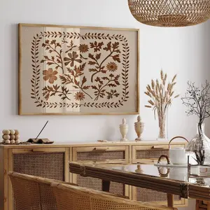 Unframed, Room Decor, Neutral Botanical Printable Boho Wall Art, Vintage Spring Wildflower Print, Brown Floral Art, Neutral Nature Print, Boho Flower Wall Decor