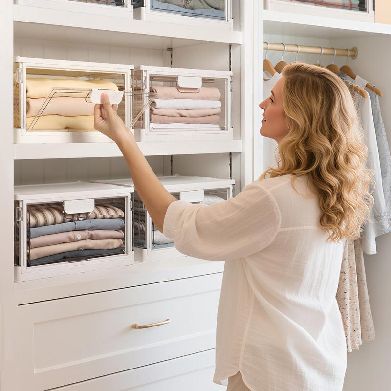 [Valentine's Day Gift] Vtopmart 2-4 Pack Hat Organizer for Baseball Caps, Clear Hats Holder Box with Drawer, Large Cap Storage with Sliding Tray, Stackable Rack Display Case with Magnetic Door, Each Holds 12 Hats