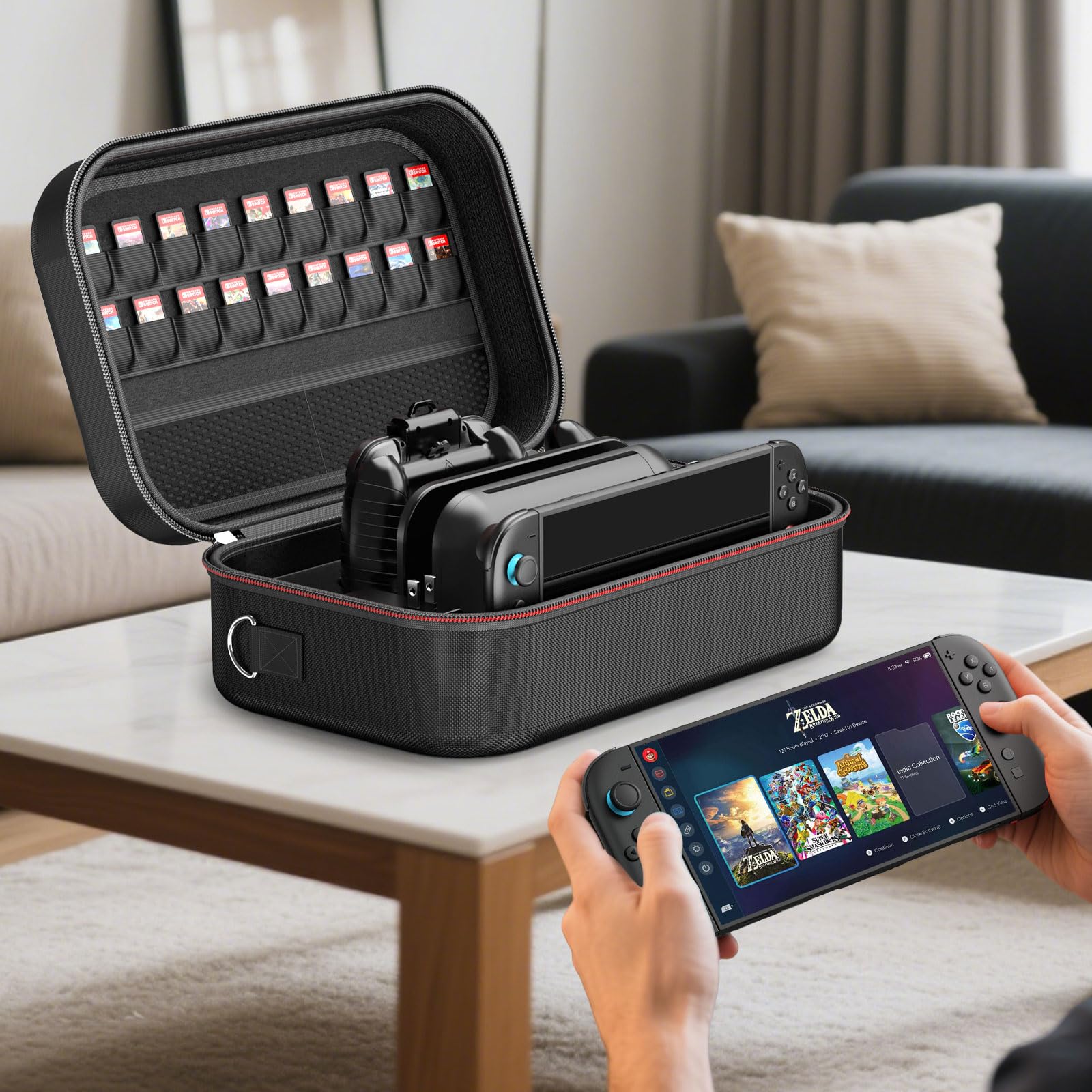 Switch 2 Carry Case Compatible with Switch 2,with 18 Games Cartridges Waterproof and Dustproof Travel Case for Switch 2 and Switch 2 Accessories,with Handles and Shoulder Straps Switch 2 Carry Case Compatible with Switch 2,with 18 Games Cartridges Waterproof and Dustproof Travel Case for Switch 2 and Switch 2 Accessories,with Handles and Shoulder Straps