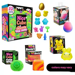 Easter Style Squishy Toy Bundle - Original Retail Packaging Sensory Stress Balls for Kids & Adults - Easter Basket Stuffers - Various Textures & Fillings - Ages 3+ Perfect Best Easter Gift for boys girls