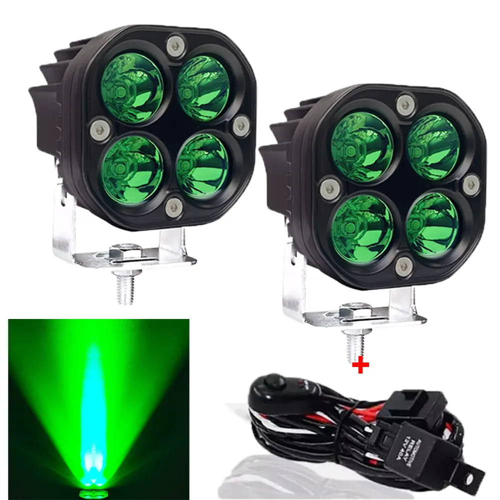 LED Light Bar 2PCS 40W 3 Inch Spot Combo LED Work Light Pods Work Driving Lamp with Wiring Harness kit - 2 Leads