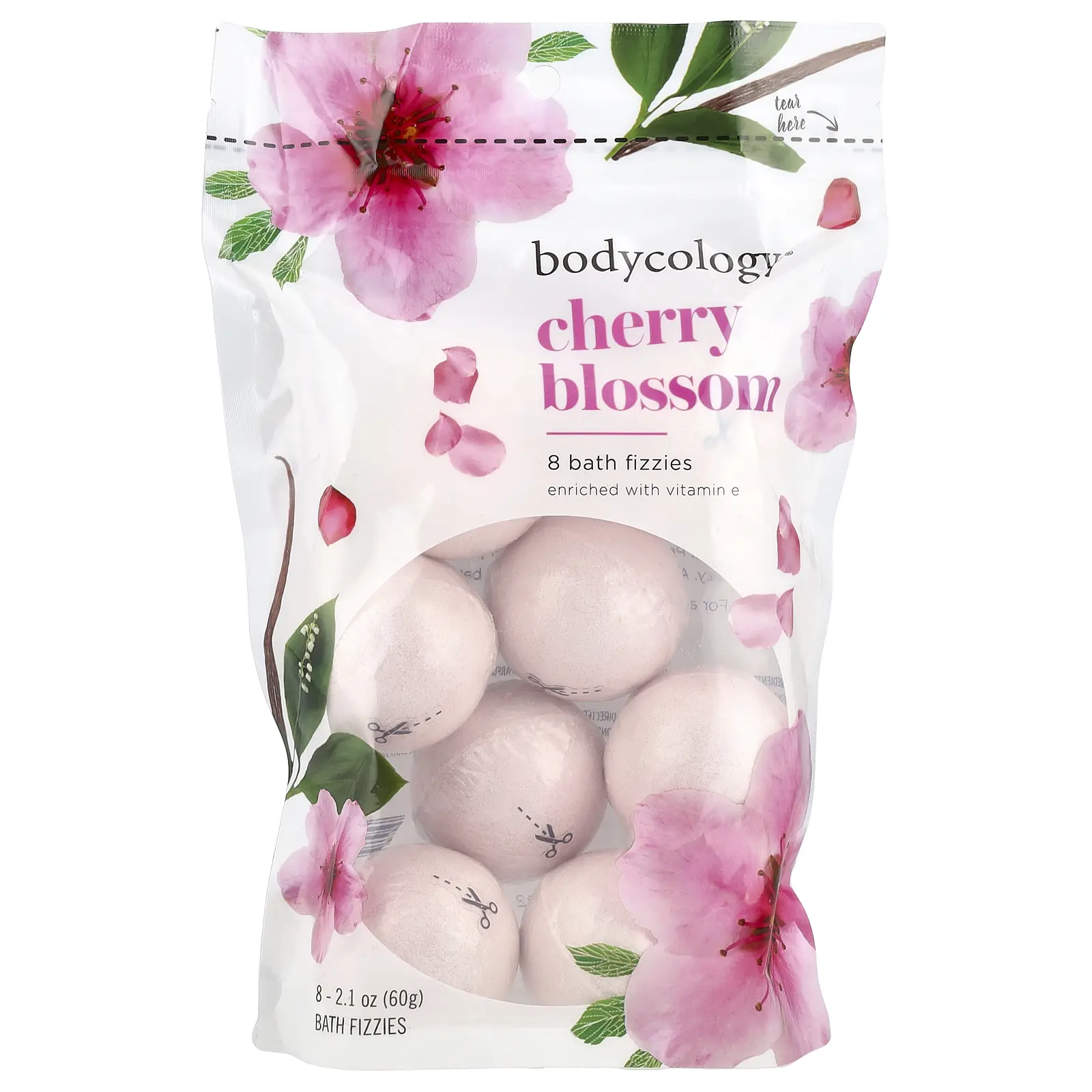 Bodycology Bath Fizzies, Cherry Blossom, 8 Count, 2.1 oz (60 g)