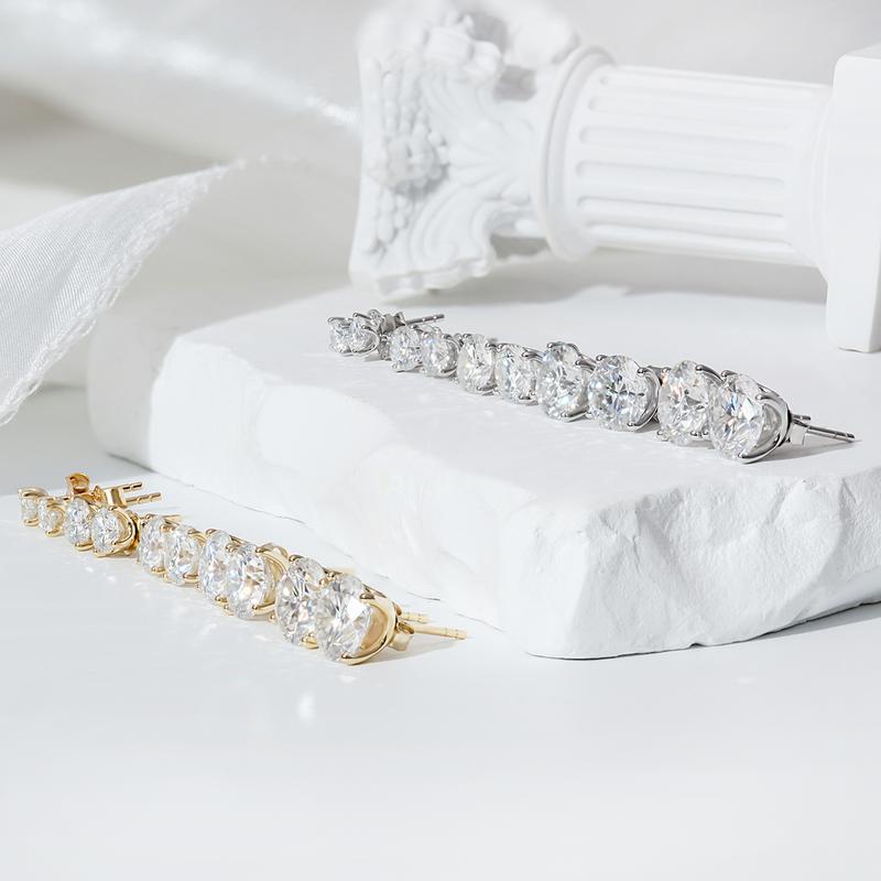 Delzzad 14k Gold-Plated Solitaire Four Prong Earrings Screw Back/Butterfly Back Lab-Created Moissanite Stud Earring S925 Sterling Silver Moissanite Jewelry Perfect Birthday Mother’s Day Christmas Gift for Women Studearrings