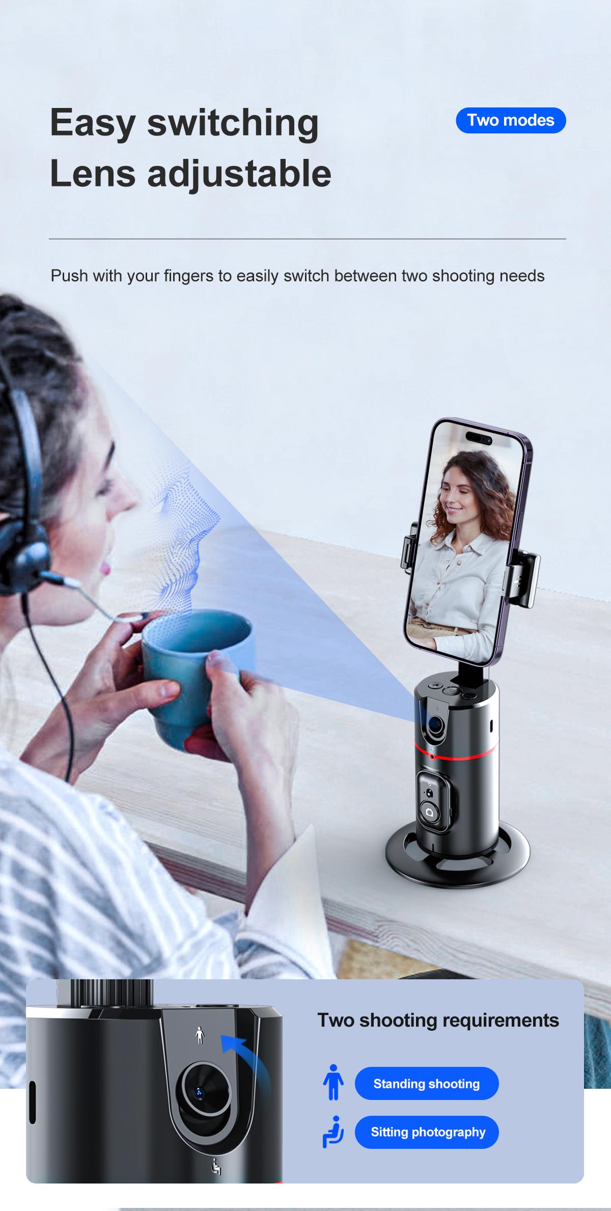 71"Auto Face Tracking Tripod for iPhone/Android with Remote One Click Pop Up Selfie Stick Tripod Gesture Control 360° Rotating Face Tracker,Follows Your Movement,for iPhone 17/16/15/14/13/Android/Camera/GoPro