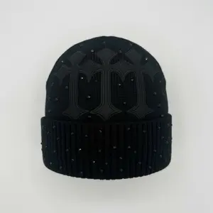 All Black Triple Cross Beanie