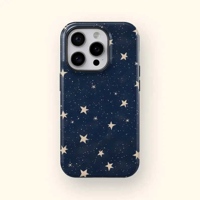 Starry Sky Phone Case Dark Blue Night Aesthetic Celestial Stars Cover for iphone 17 promax case air 16 plus 15 promax 14 pro 13max 12 Samsung S25 EDGE S24 S23 S22 Ultra Fe Protection Smartphone casing