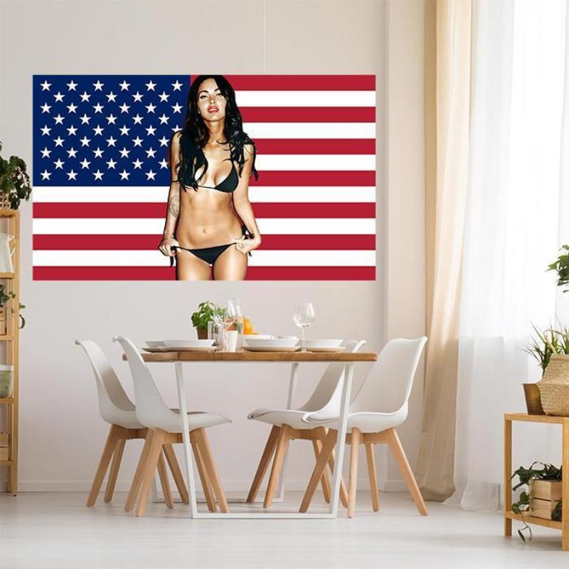 Megan FOox American FlagPersonalize 3'x5' Flag, Megan Fox US  Tapestry Men's RoomFlag, Girl Flag Durable Polyester forIndoor/Outdoor Display  Decor Decoration
