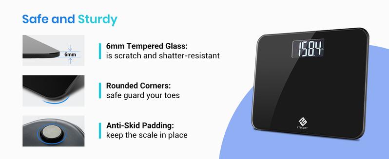 Etekcity Scale for Body Weight, Bathroom, Extra Wide Platform and High Capacity, Accurate and Safe, Easy-to-Read on Backlit LCD Display, 440 lb