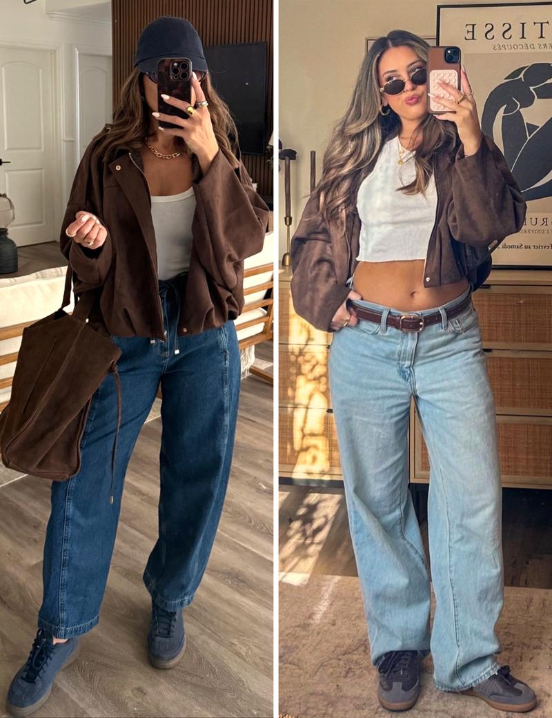 HVEWARM Women's Faux Suede Bomber Jacket Fall Winter Lapel Pilot Coat Casual Oversized Long Sleeves Zip Up Trendy Streetwear Outerwear Soft Luxe Look Classic Trendy Twist