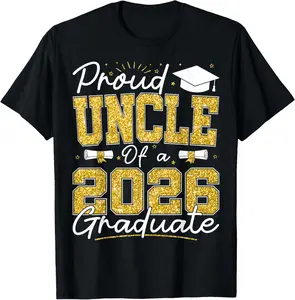 100% Cotton Proud Uncle of A 2026 Graduate Senior 2026 Grad Family T-Shirt