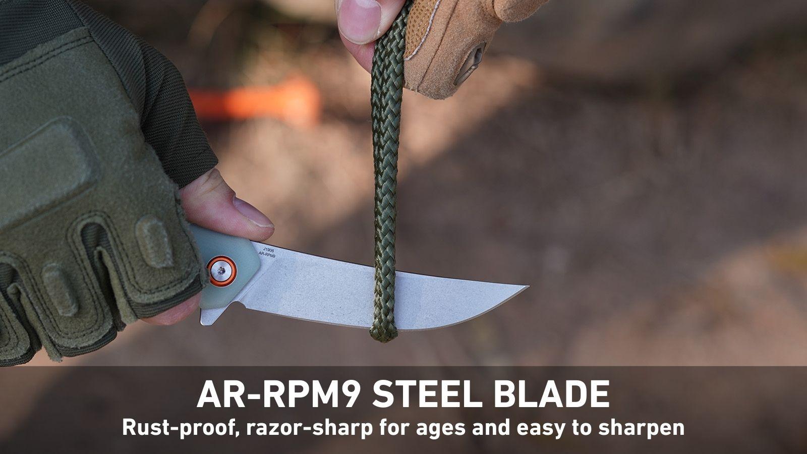 Cjrb Gobi Tool Knife J1906 AR-RPM9 Steel Blade G10 Handle Folding Knives, Stainless Steel Pocket knife for Man, Camping and Emergency Survival Gear