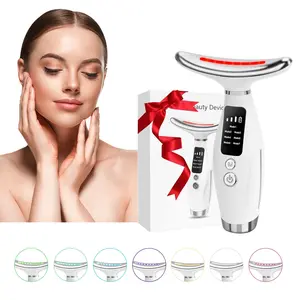 7-in-1 Face Neck Massager with LED Light Therapy, Electric Facial Device for Relaxation & Skincare, Portable Skin Care Sculpting Tool and Beauty Device