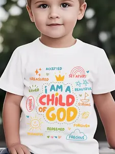 "I Am A Child Of God" Kids T-Shirt Colorful Affirmation Graphic Short Sleeve Cotton Tee for Boys Girls
