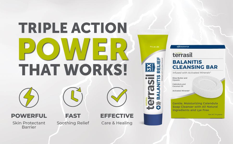 terrasil Balanitis Relief + Cleansing Soap 2-Product Kit - Balanitis Treatment for Men, Natural Foreskin Ointment for Symptoms of Itch & Irritation. Dermatologist Tested (14g Tube + Soap Bar)