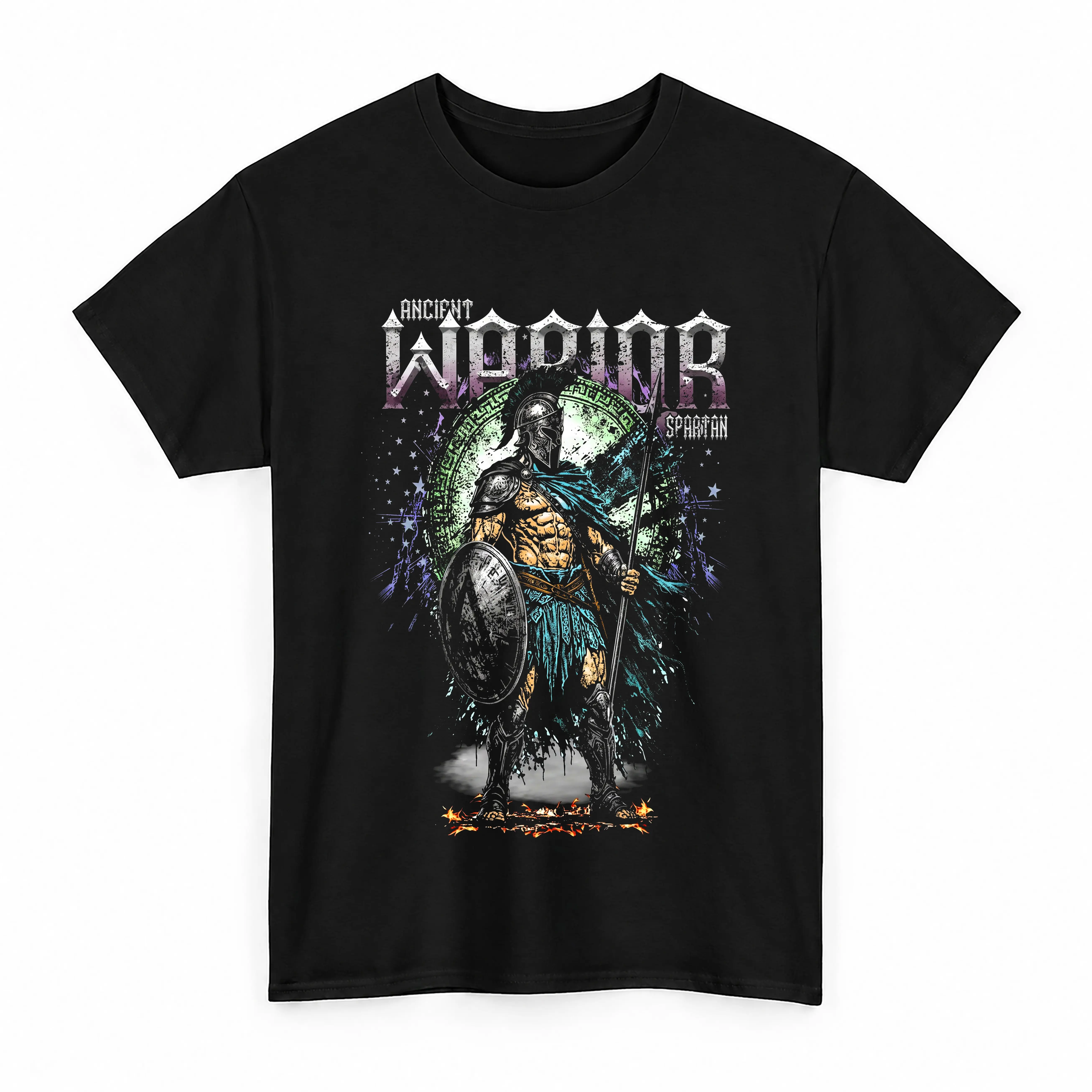 Ancient Spartan Warrior Graphic T-Shirt, Vintage Gladiator Style Tee, Gym Fitness Oversized Shirt