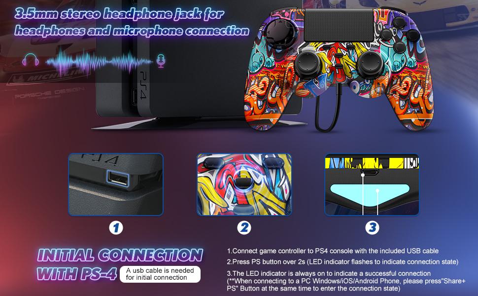 2 Pack Wireless PS4 Controller with Turbo Function Compatible with PlayStation 4/PS4 Slim/PS4 Pro/PC Windows Accessories Android PS4 Six-Axis Sensor Dual Vibration Motors 1000mAh Battery - Gaming Set