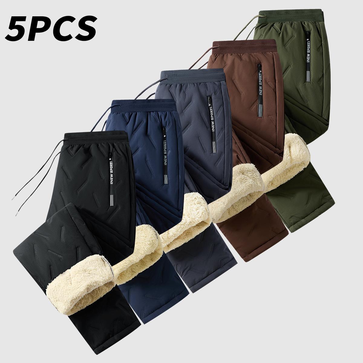 Men’s Warm Thermal Winter Snow Pants Ideal for Workouts & Outdoor Activities Machine Sweatpants Men Perfect for Extreme Cold Weather Layered Solid Color Design Regular Fit Menswear Top Stylish Trousers Men’s Casual Plain drawstring waistband