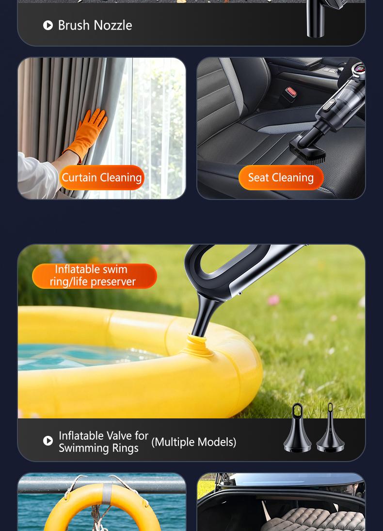 Vehicle and home wireless handheld vacuum cleaner, 2-in-1 car vacuum and blower, high power and strong suction, compact and mini handheld car interior cleaning machine, wet and dry car vacuum cleaner.