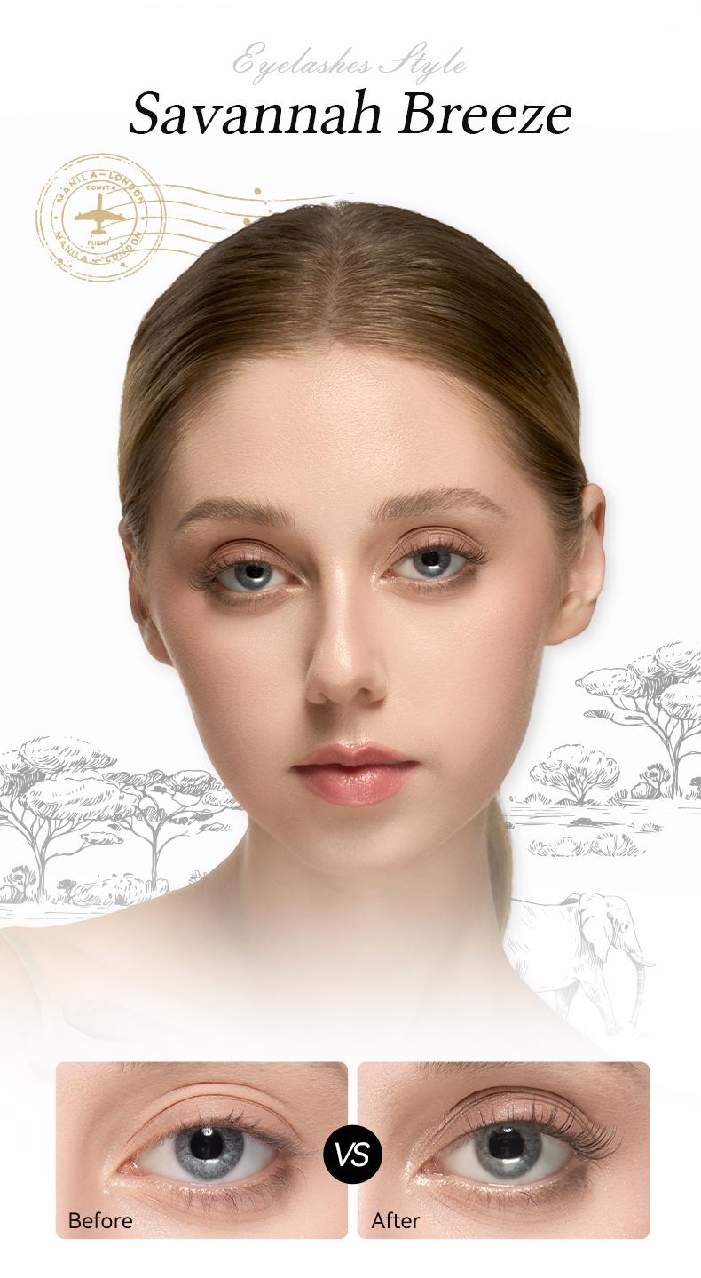 Wosado Soft Magnetic Eyelashes All-in-One Box, Destination Collection, Reusable, Glue-Free, Waterproof, Lightweight, Natural Style, Makeup Cosmetic