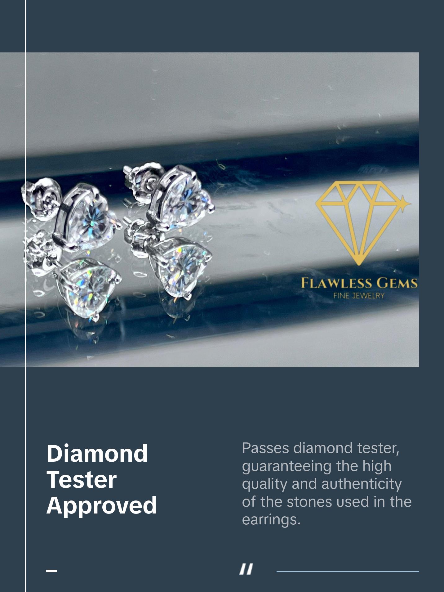 Heart Shaped Sterling Silver VVS Earrings