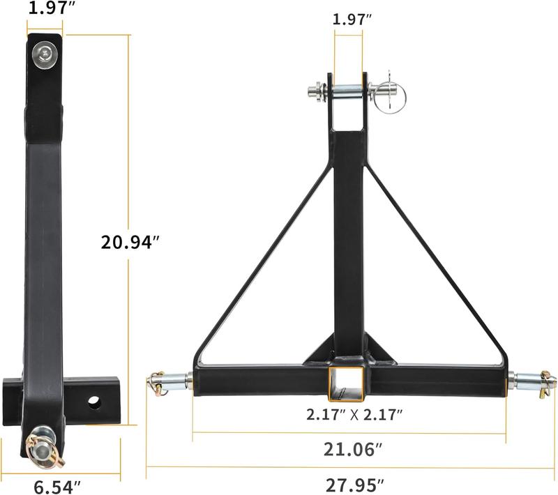 YITAMOTOR 3 Point Hitch Receiver with 2" Receiver Trailer Hitch for Tractor Category 1 Attachments for Kubota, BX, LM25H, WLM Tractor, NorTrac, Yanmar, Kioti, Cat, John Deere, CAT 1 Hitching